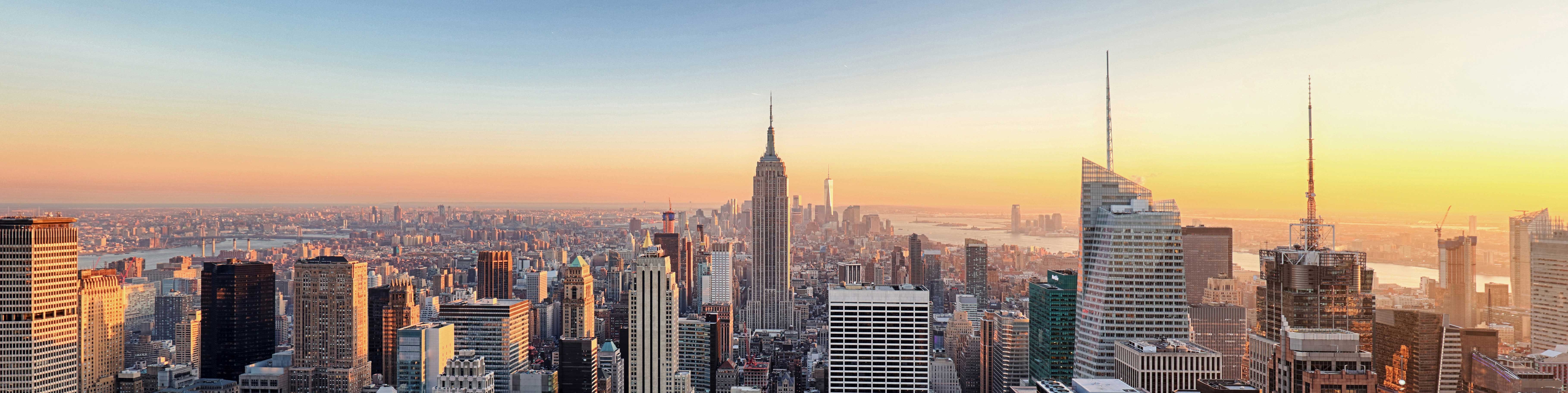 Manhattan skyline at sunrise